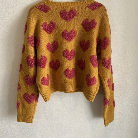 &Merci Sweater Crewneck Pink Puff Hearts Boxy Oversized SZS - Picture 7 of 11